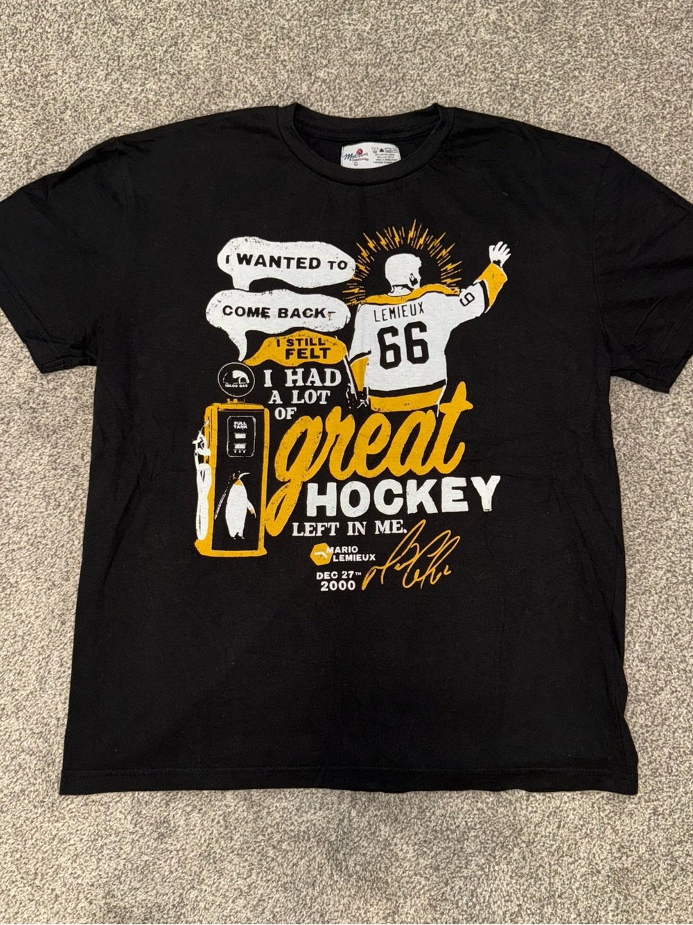 Molson Canadian Mario Lemieux 'Great Hockey' Graphic Tee - Black & Gold
